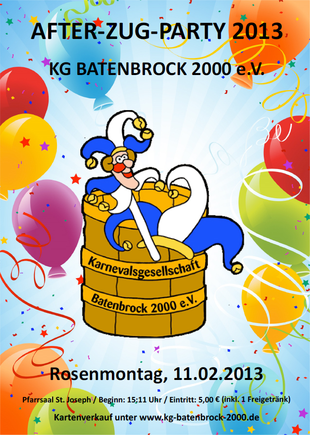 KG Batenbrock 2000 e.V. feiert wieder eine After-Zug-Party!