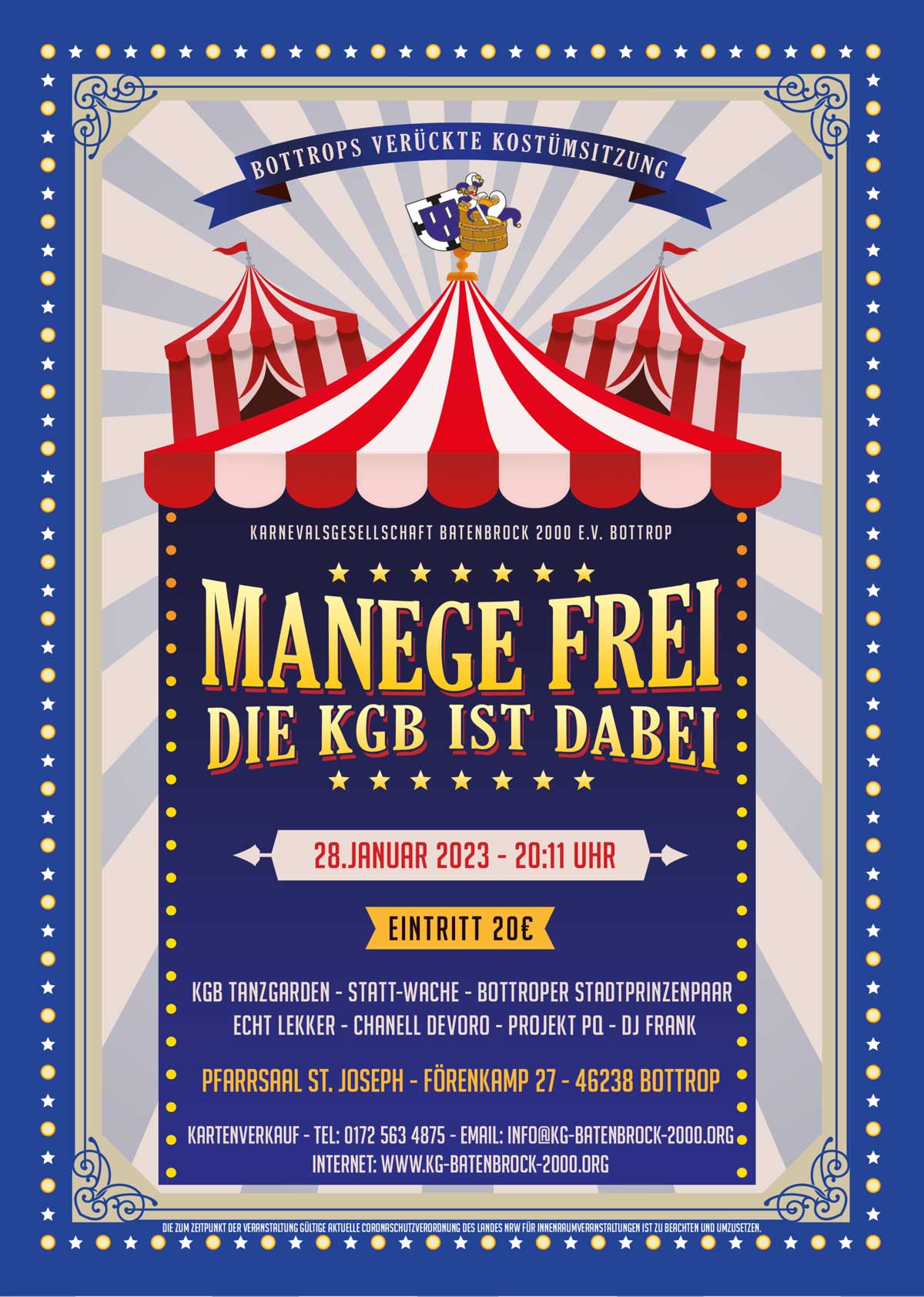 Manege frei - Plakat für unsere Kostümsitzung 2023