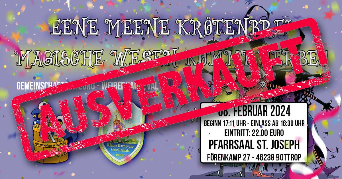 Eene meene Krötenei – Ausverkauft!